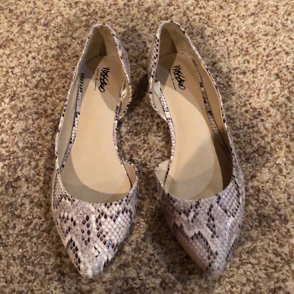 Faux Snakeskin Flats